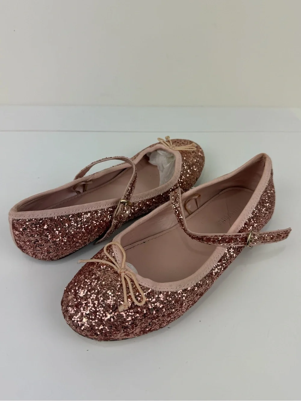 J.Crew Cuts Rose Gold Glitter Mary Jane Ballet Flats Kids Size 3